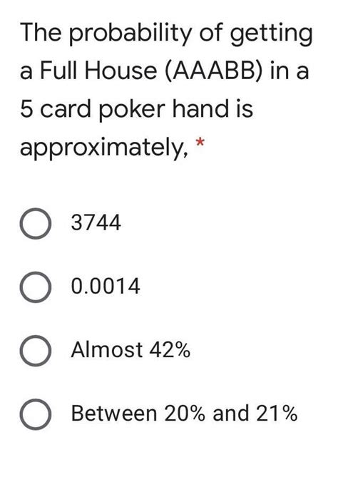 Probability of getting a full house .